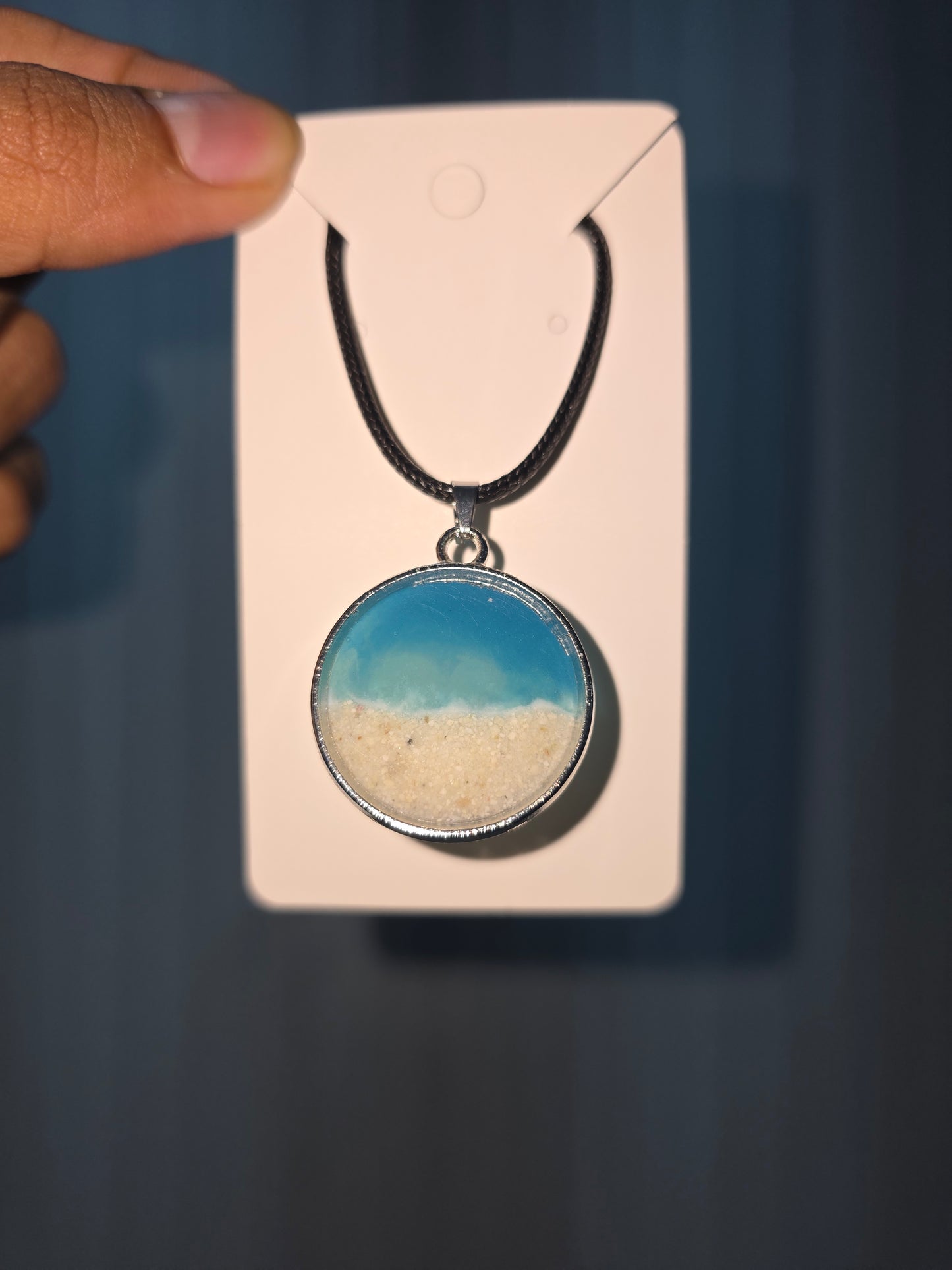 Azure Shoreline Resin Pendant